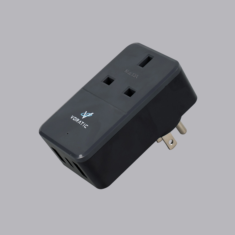 VT-926-US UK nach USA, 1 Steckdose, 2 USB-Anschlüsse, 1 Typ-C-Anschlüsse-Adapter