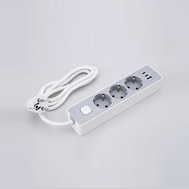 LOB-03K-AC deutsche Steckdosenleiste mit 3 Ausgängen, Schalter, PD-Schnellladegerät, 1 USB-A- und 2 Typ-C-Anschlüssen mit Mehrfachsteckdose